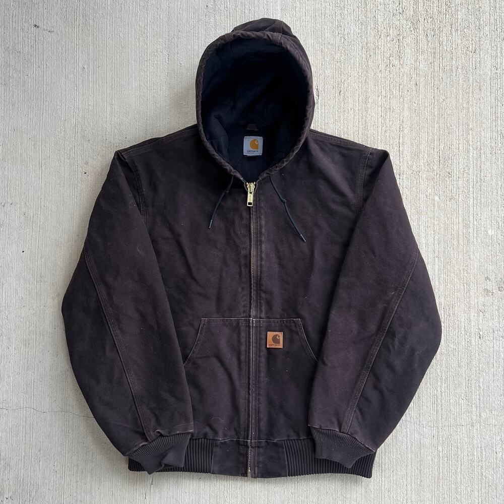 Carhartt J130 Dkb Brown Hooded Work Wear Jacket
